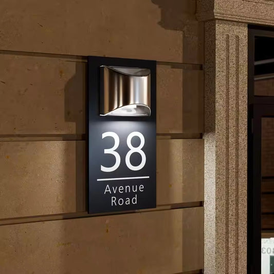 Personalized Solar Modern Door Plaque 2in1 (Engraved)