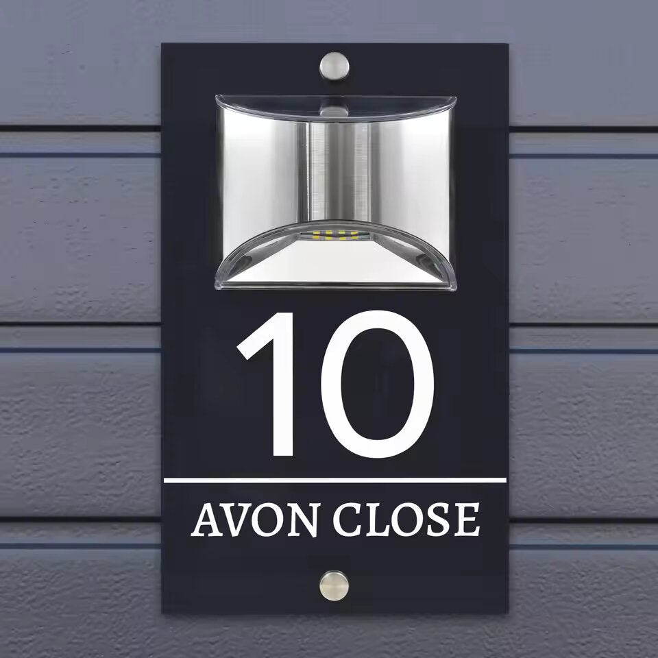 Personalisiertes Solar Modern Türschild 2in1 (Gravur)